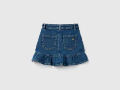 Denim miniskirt with frill