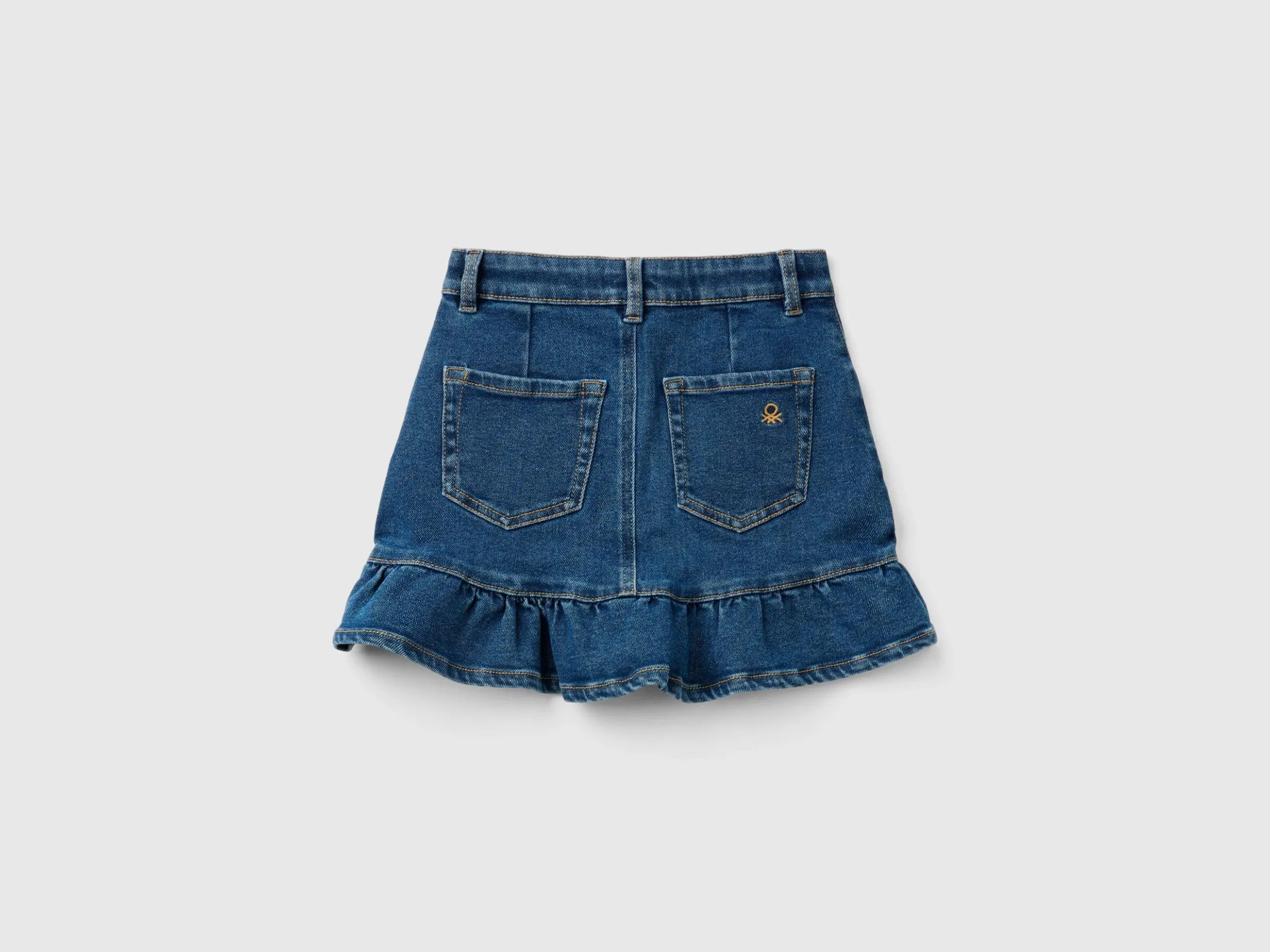 Denim miniskirt with frill