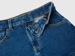 Denim miniskirt with frill