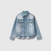 Denim shirt with rhinestones