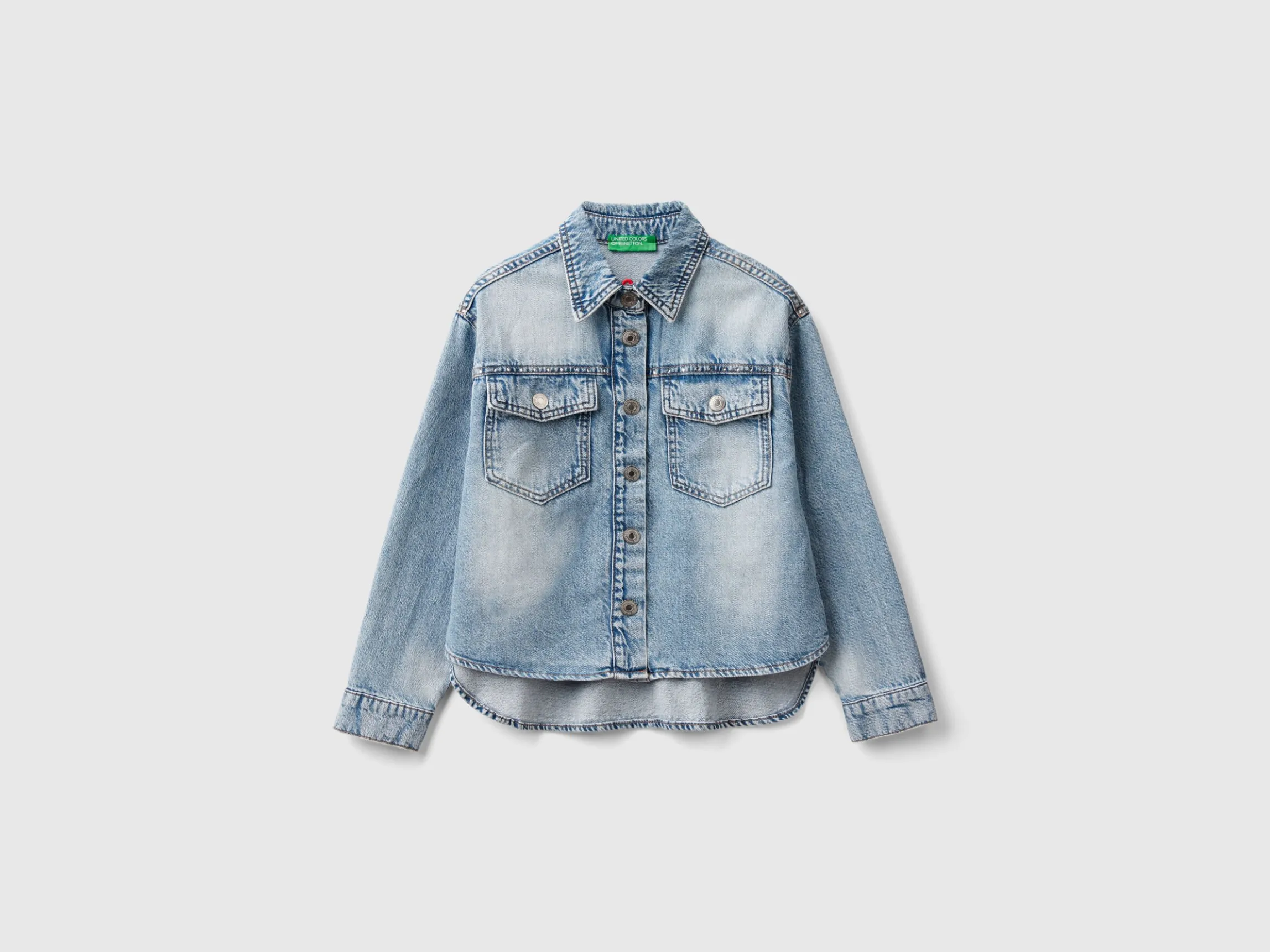 Denim shirt with rhinestones