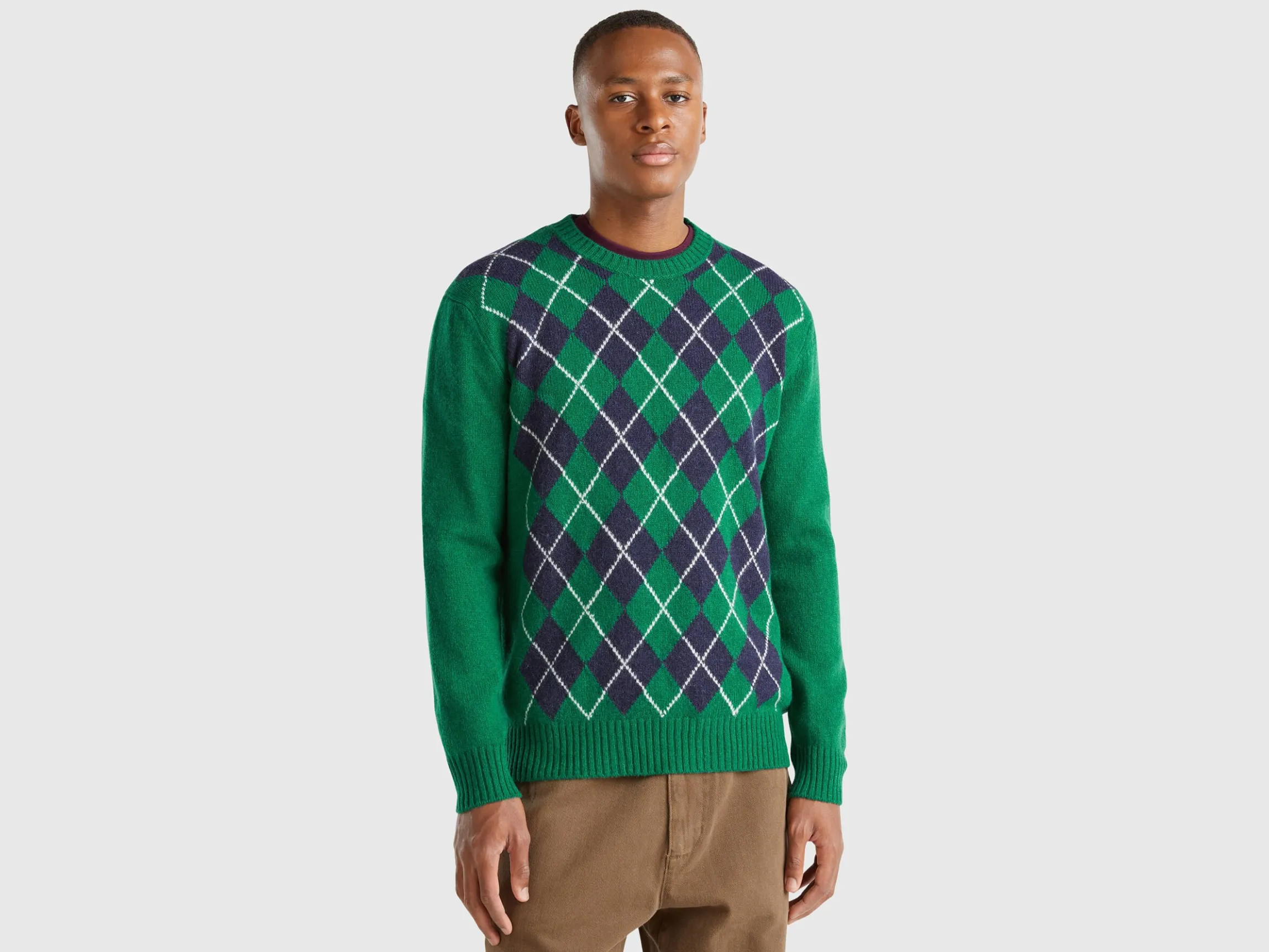 Diamond sweater in pure Shetland wool