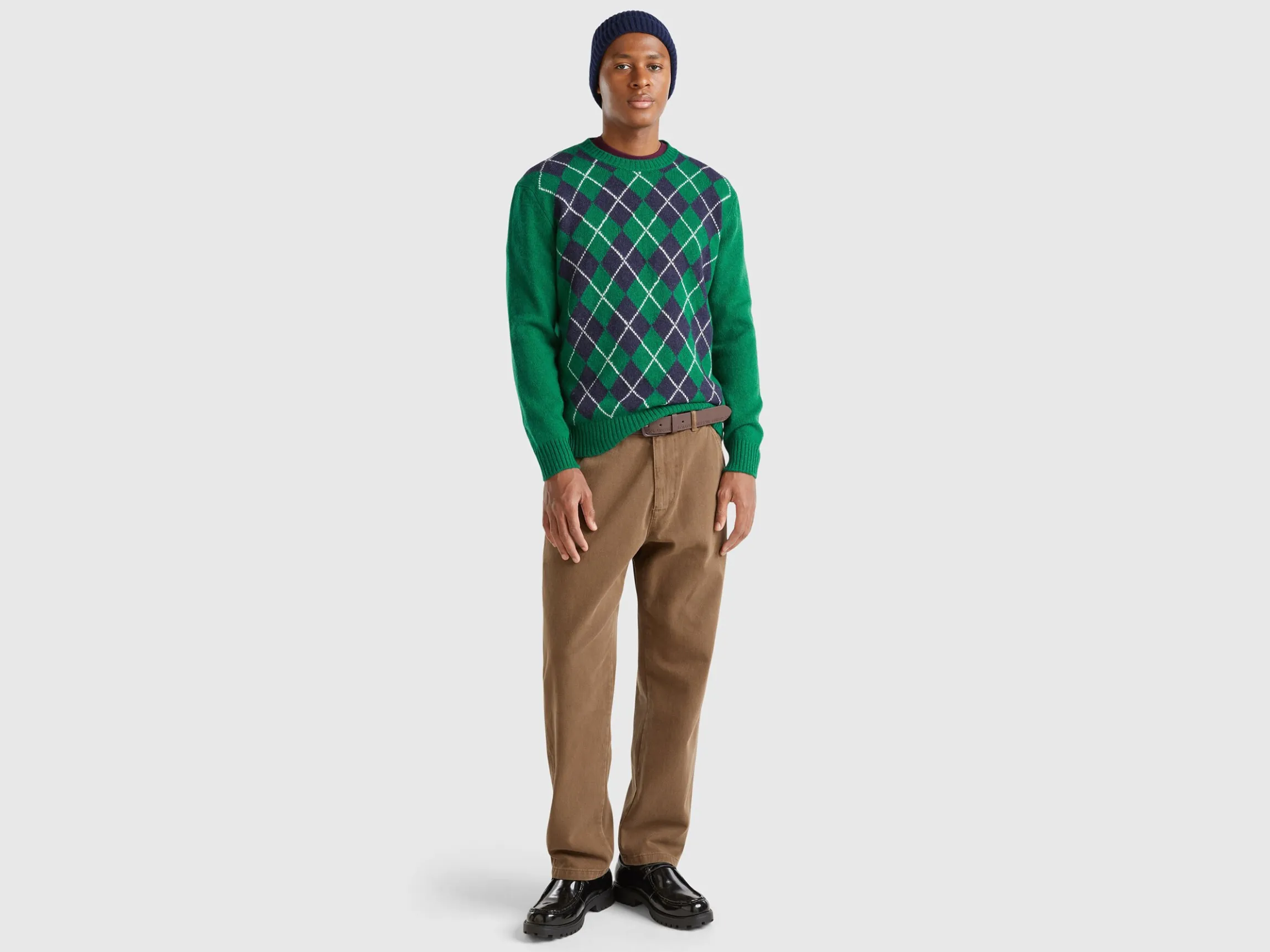 Diamond sweater in pure Shetland wool