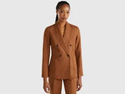 Double-breasted blazer in pure linen