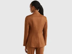 Double-breasted blazer in pure linen