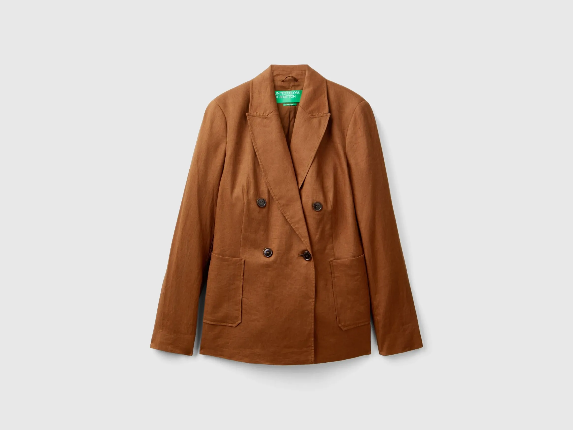 Double-breasted blazer in pure linen