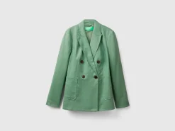 Double-breasted blazer in pure linen
