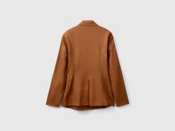 Double-breasted blazer in pure linen