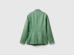 Double-breasted blazer in pure linen