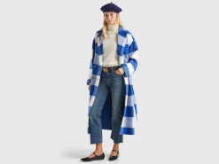 Double-breasted check coat