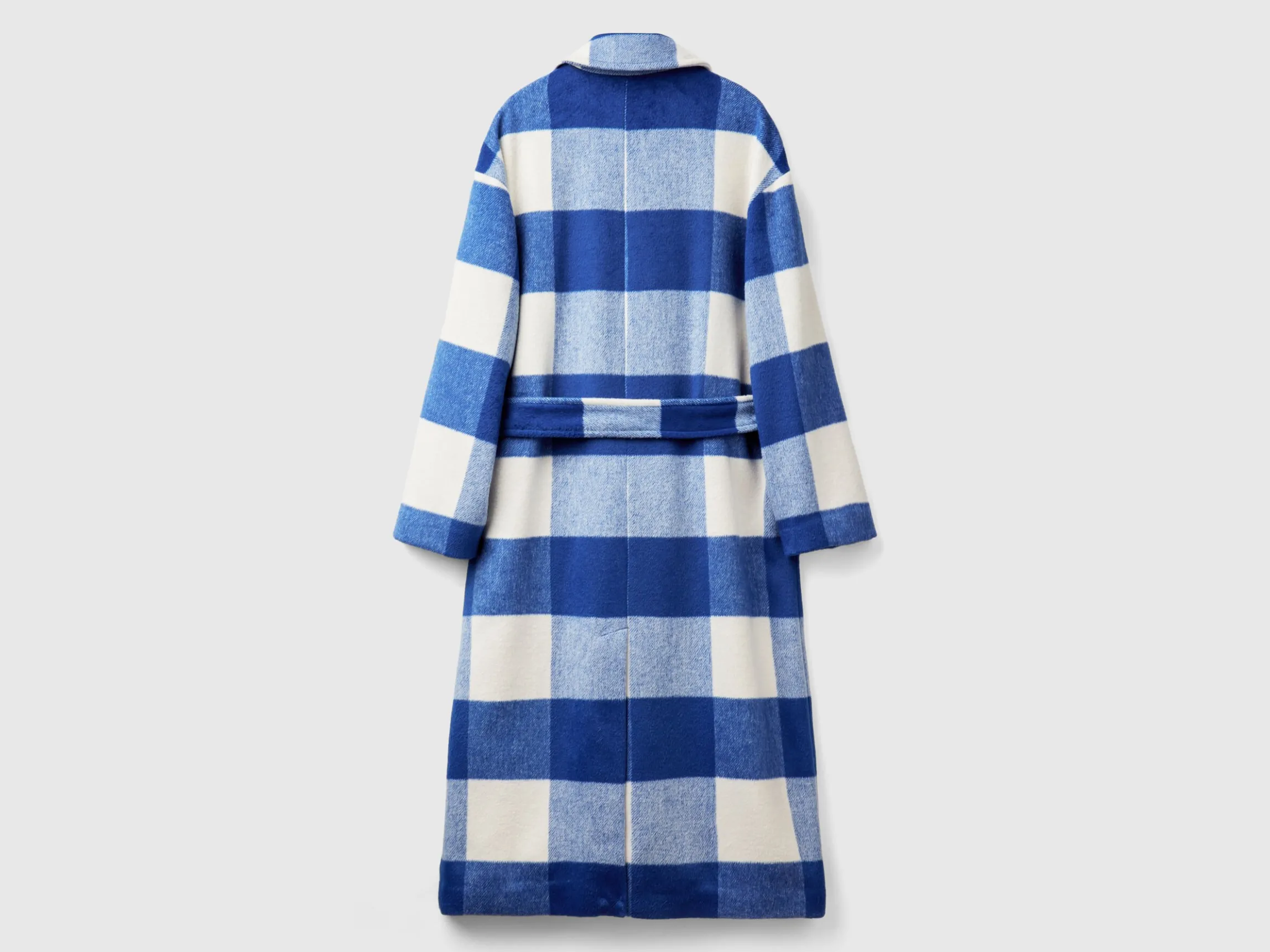 Double-breasted check coat