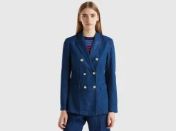 Double-breasted denim blazer