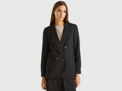 Double-breasted jacket in stretch viscose blend