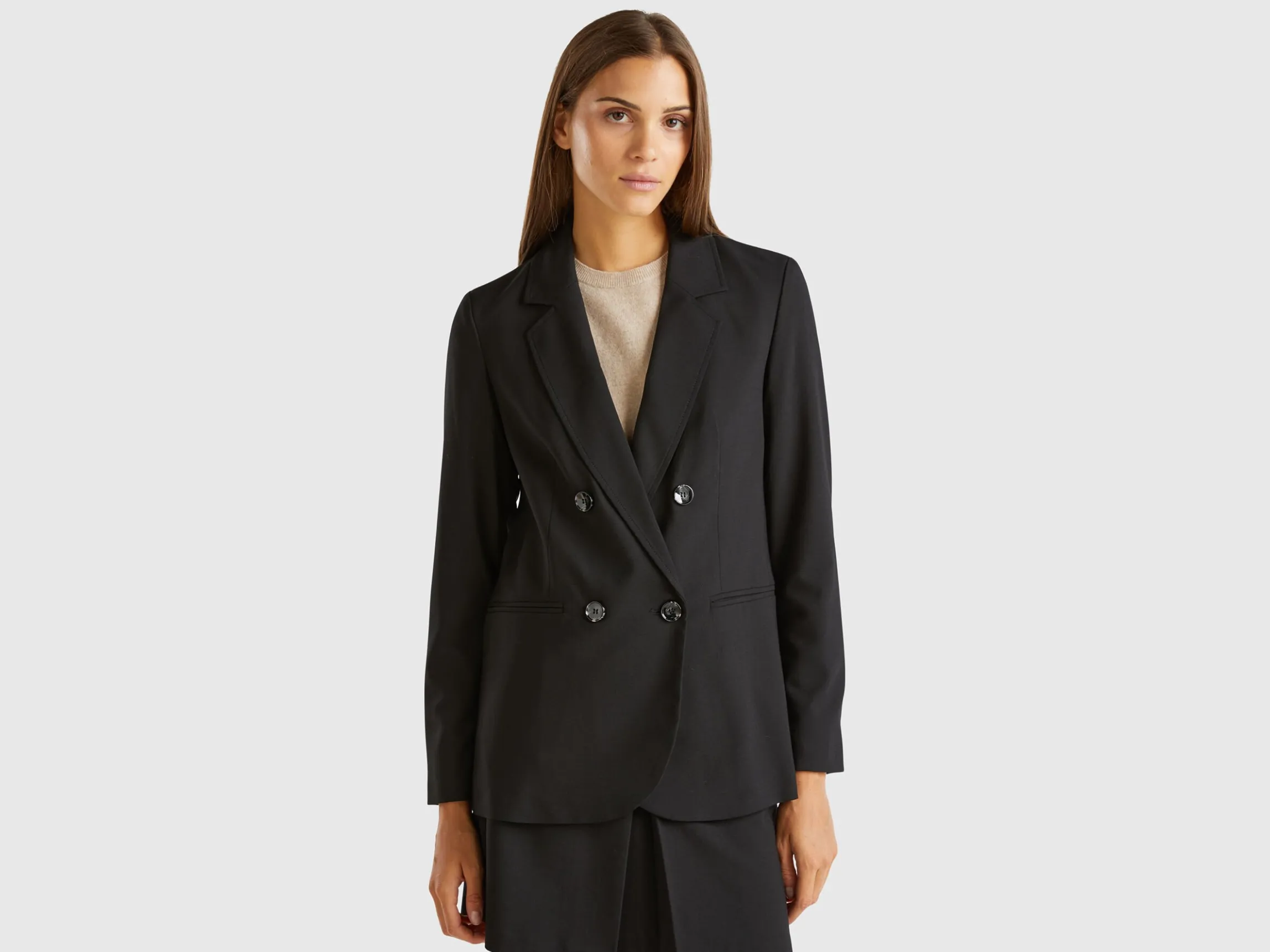 Double-breasted jacket in stretch viscose blend