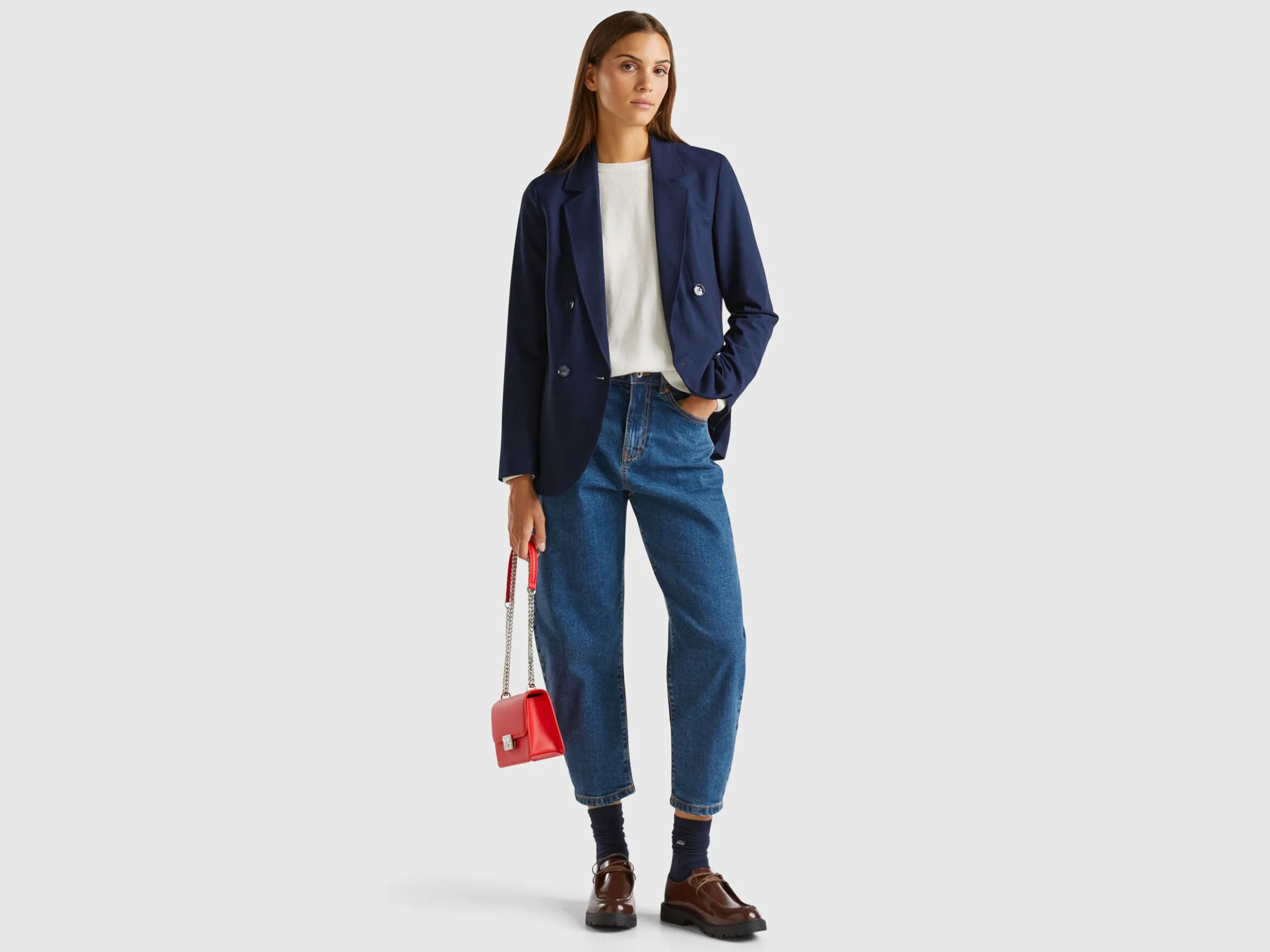 Double-breasted jacket in stretch viscose blend