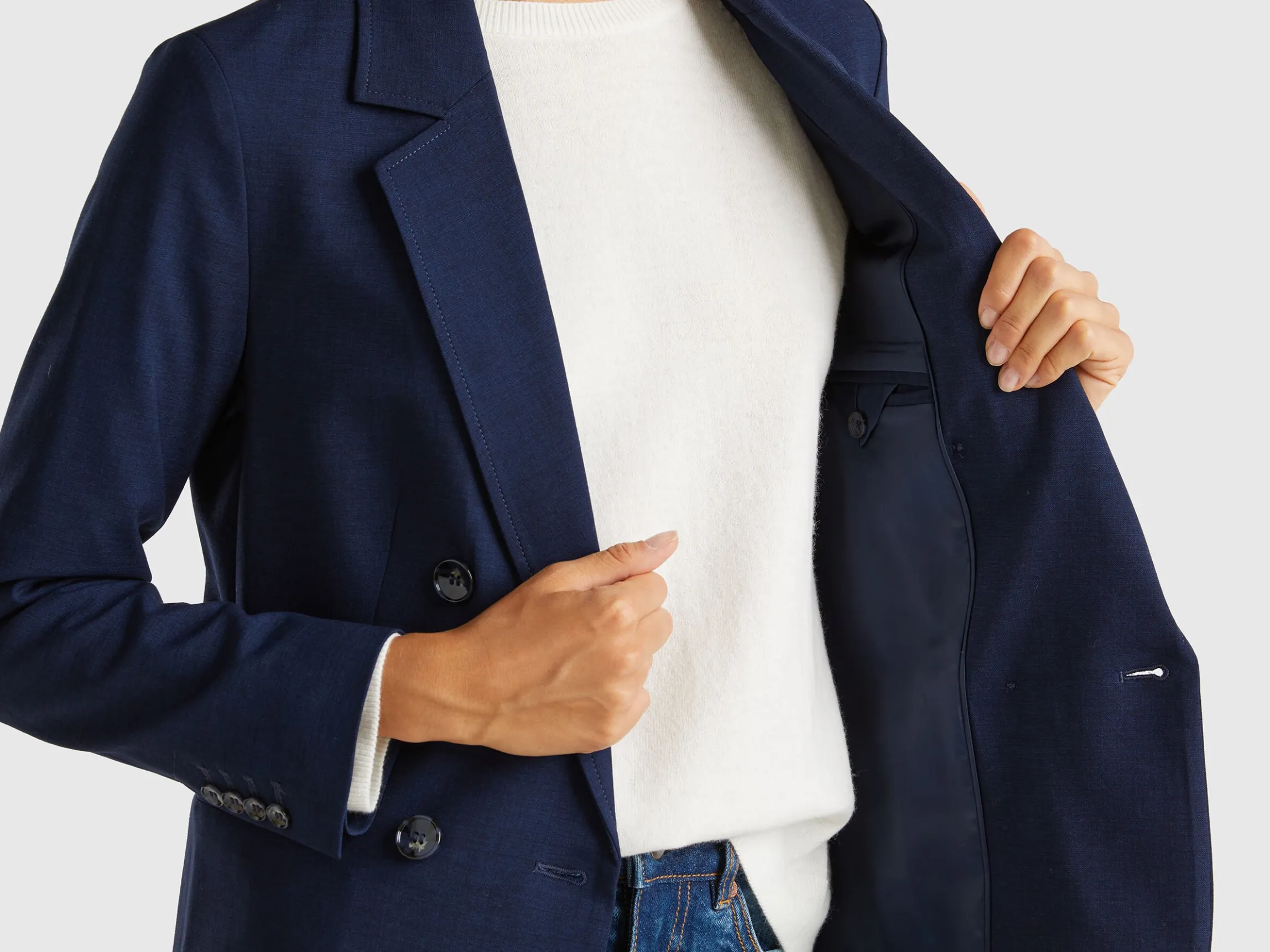 Double-breasted jacket in stretch viscose blend