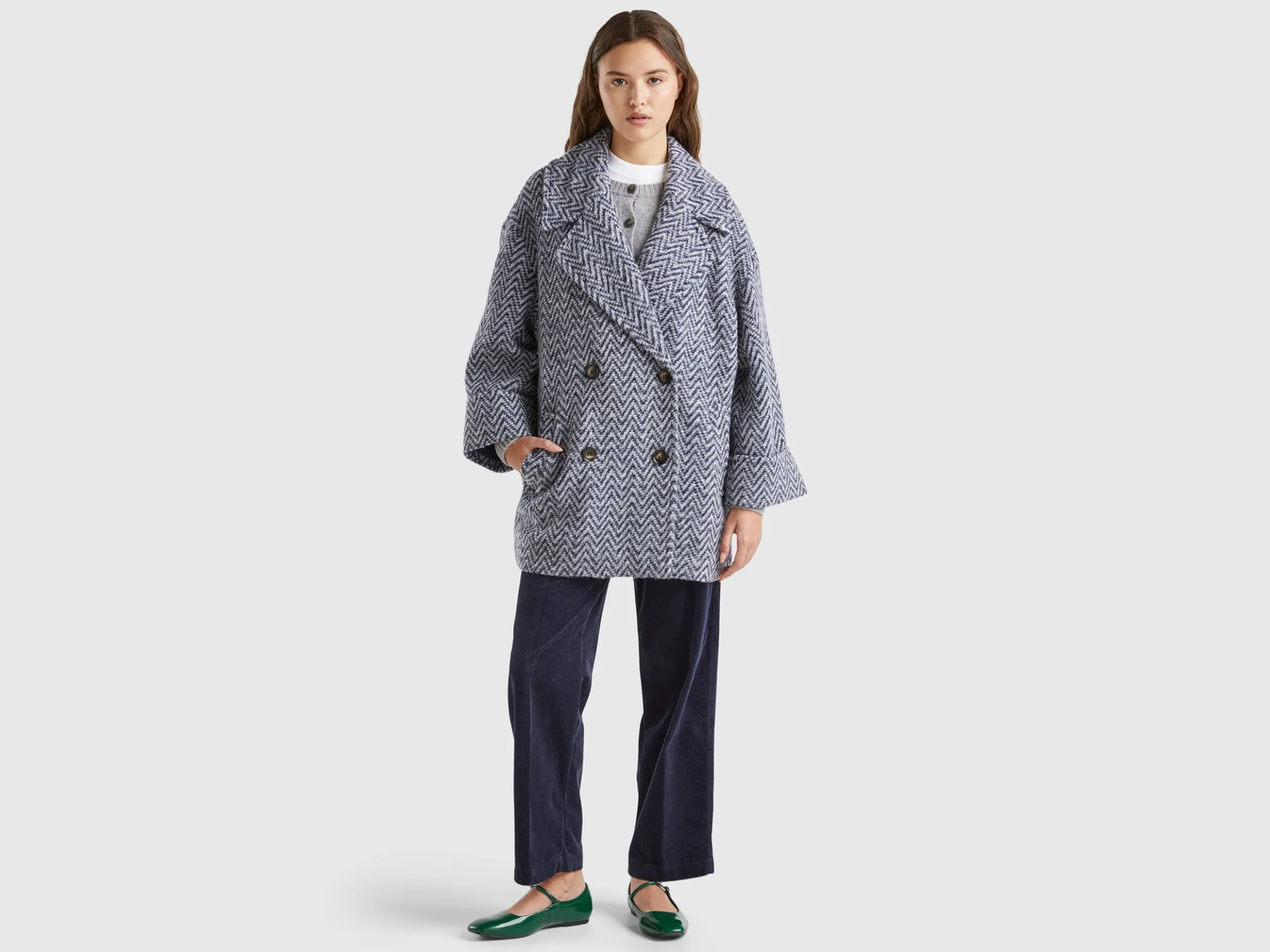 Double-breasted oversized coat