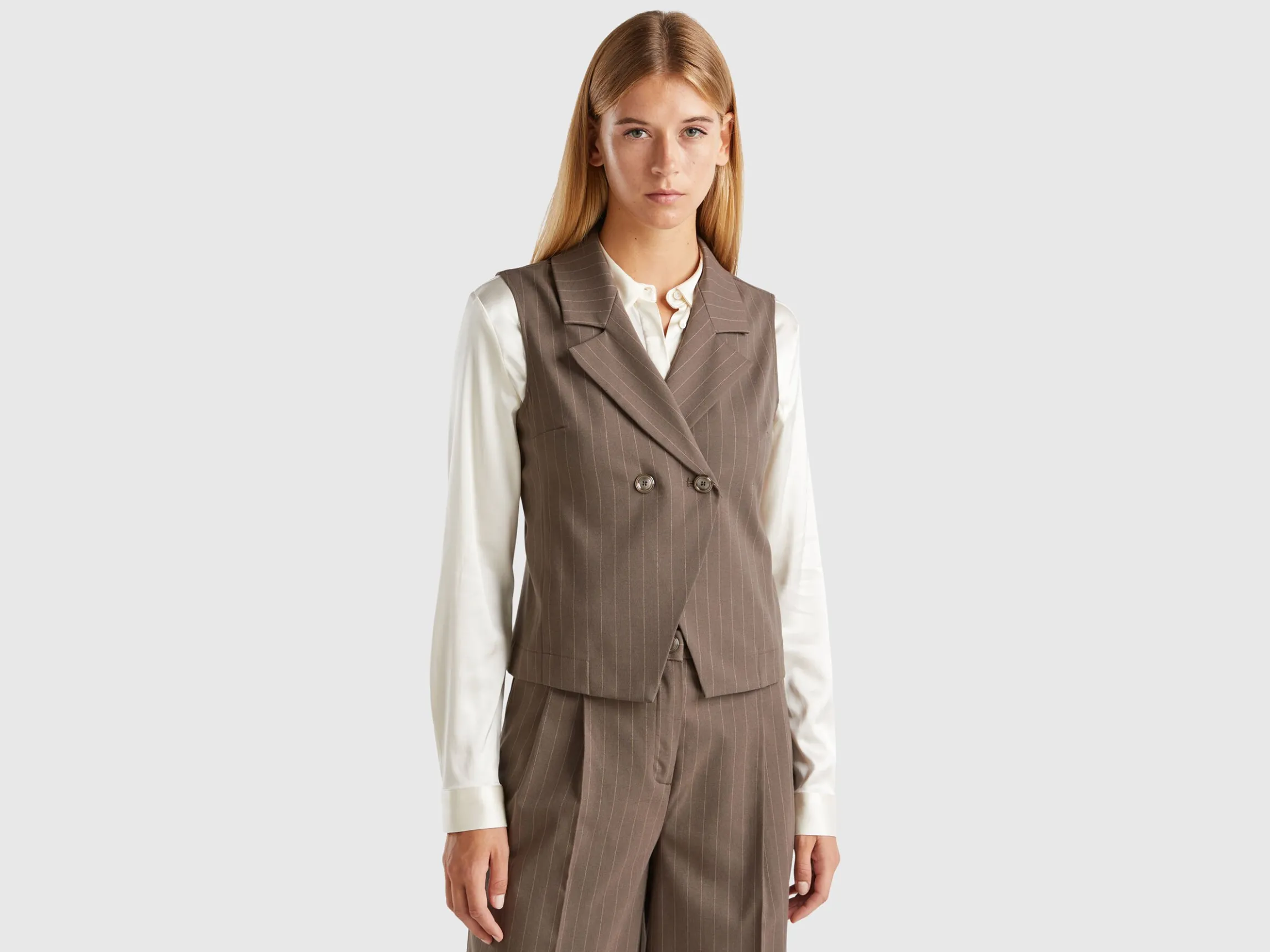 Double-breasted pinstripe vest