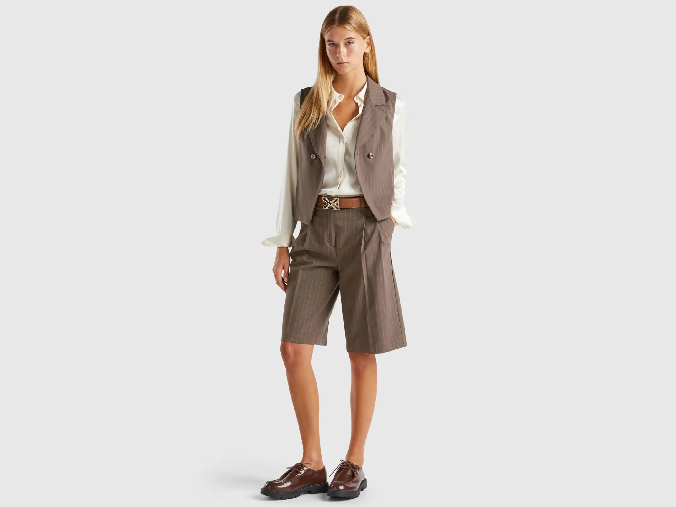 Double-breasted pinstripe vest
