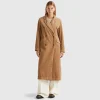 Double-breasted velvet trench coat