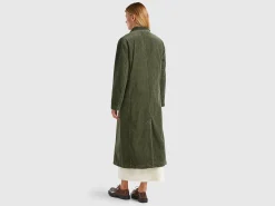 Double-breasted velvet trench coat