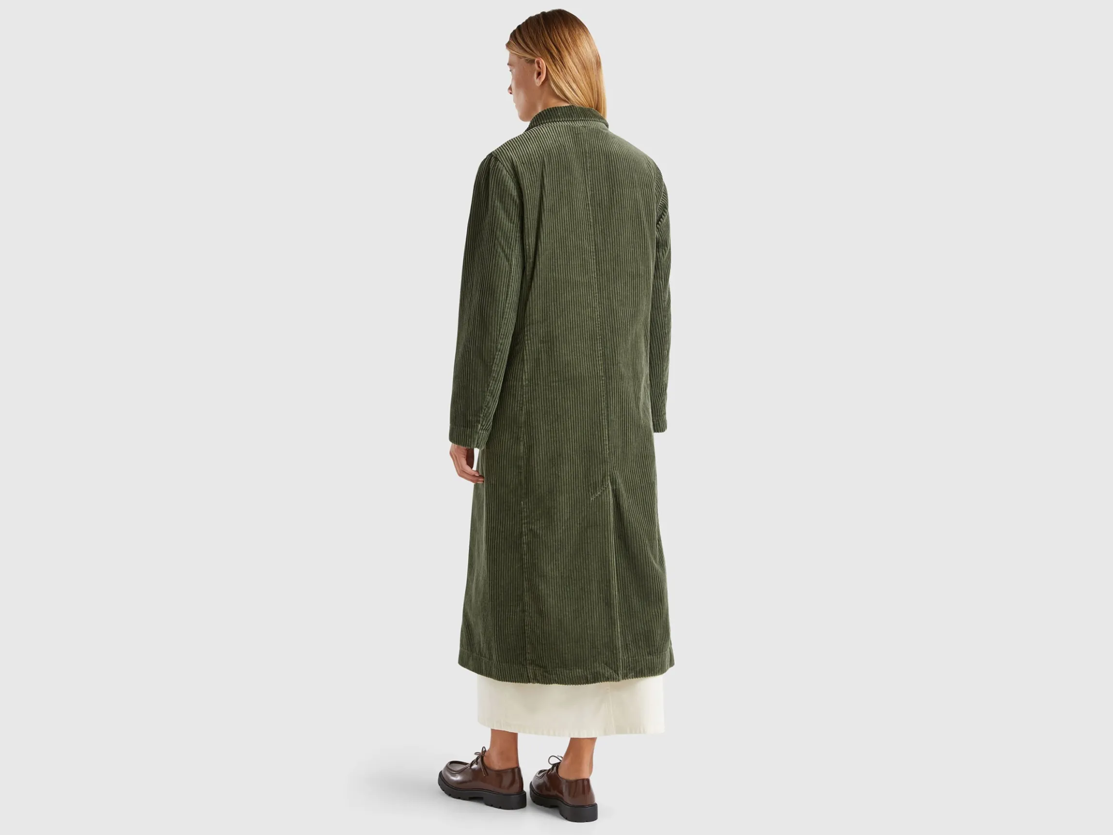 Double-breasted velvet trench coat