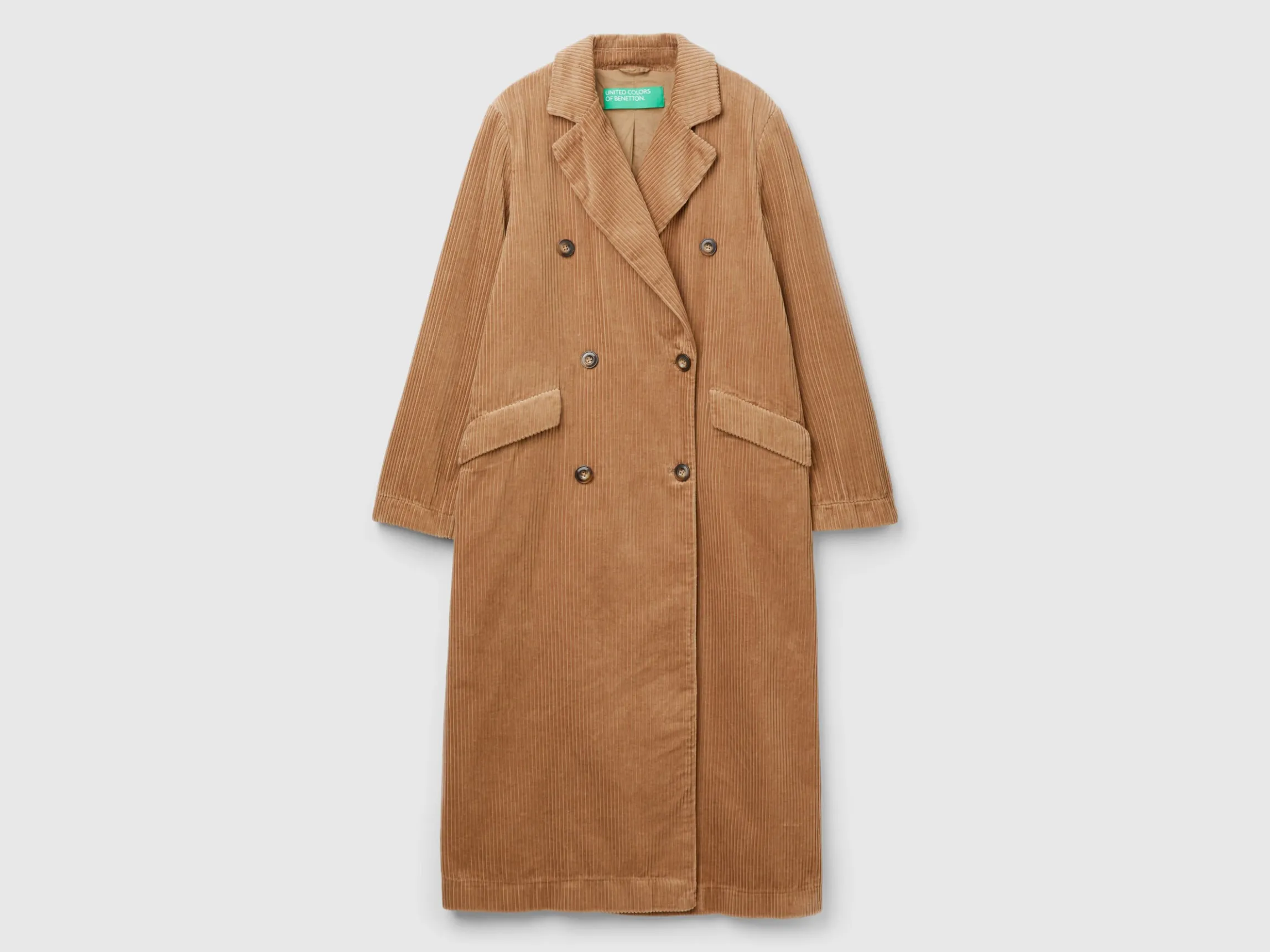 Double-breasted velvet trench coat