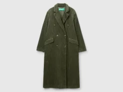 Double-breasted velvet trench coat
