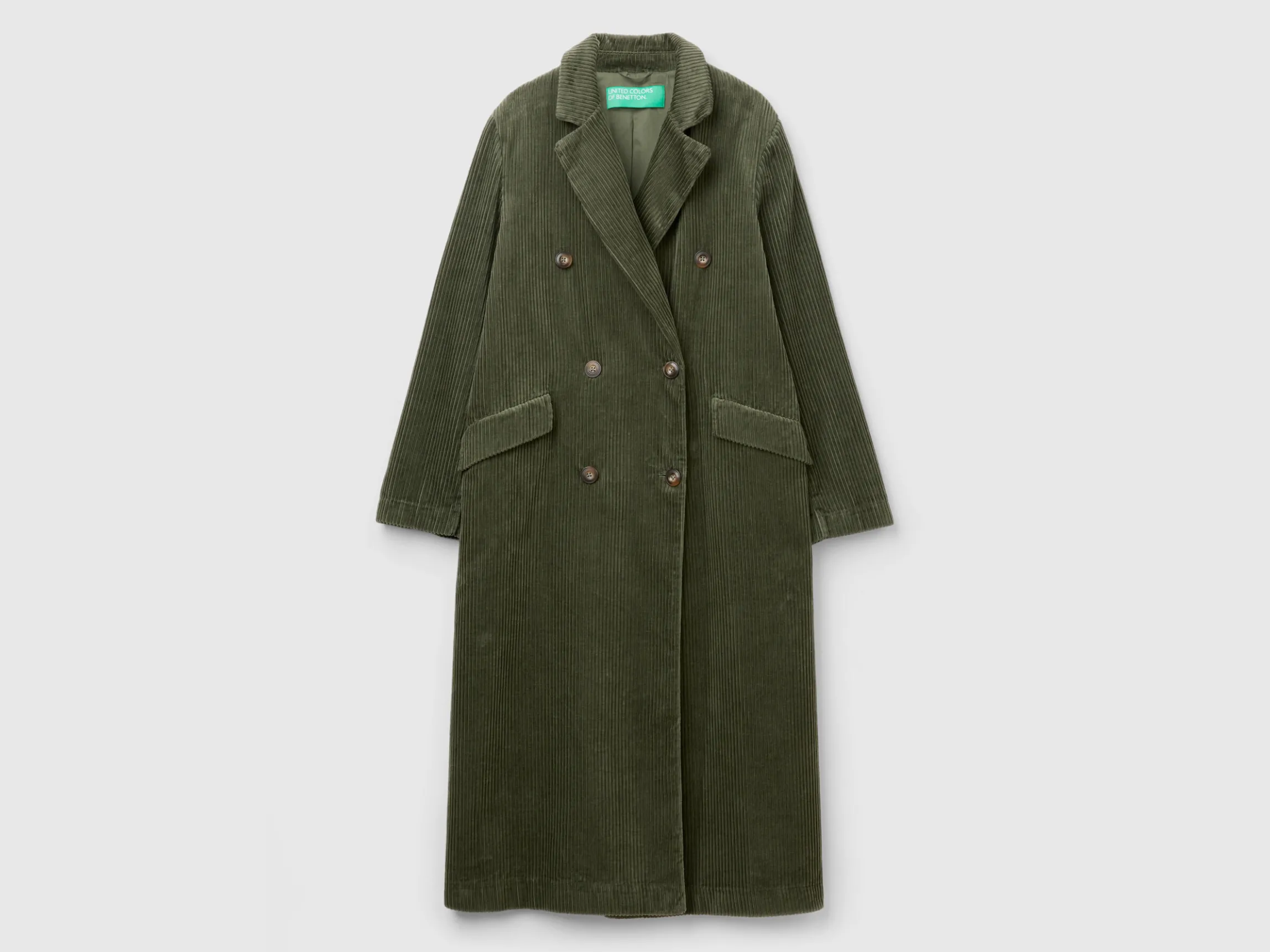 Double-breasted velvet trench coat