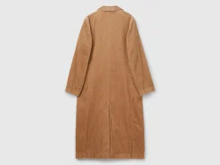Double-breasted velvet trench coat