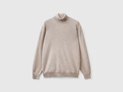 Dove gray turtleneck in pure Merino wool