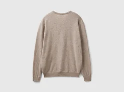 Dove gray V-neck sweater in pure Merino wool