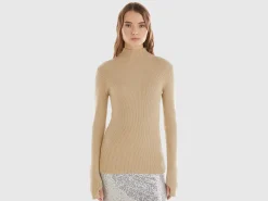 Fitted turtleneck sweater with lurex
