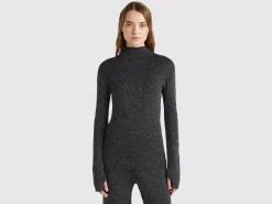 Fitted turtleneck sweater with lurex