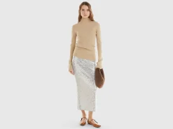 Fitted turtleneck sweater with lurex