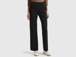 Flared trousers in stretch cotton