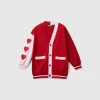 Fleece cardigan with heart patch