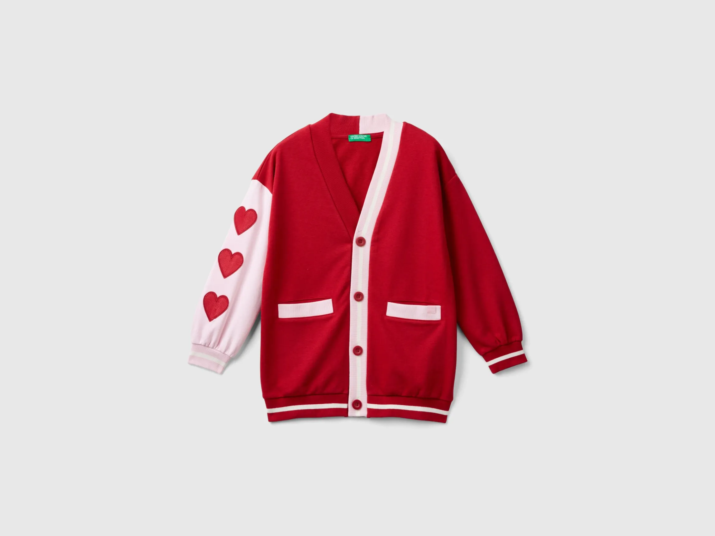 Fleece cardigan with heart patch