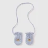 Fleece mittens with animal embroidery
