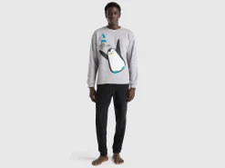 Fleece pyjamas with penguin print
