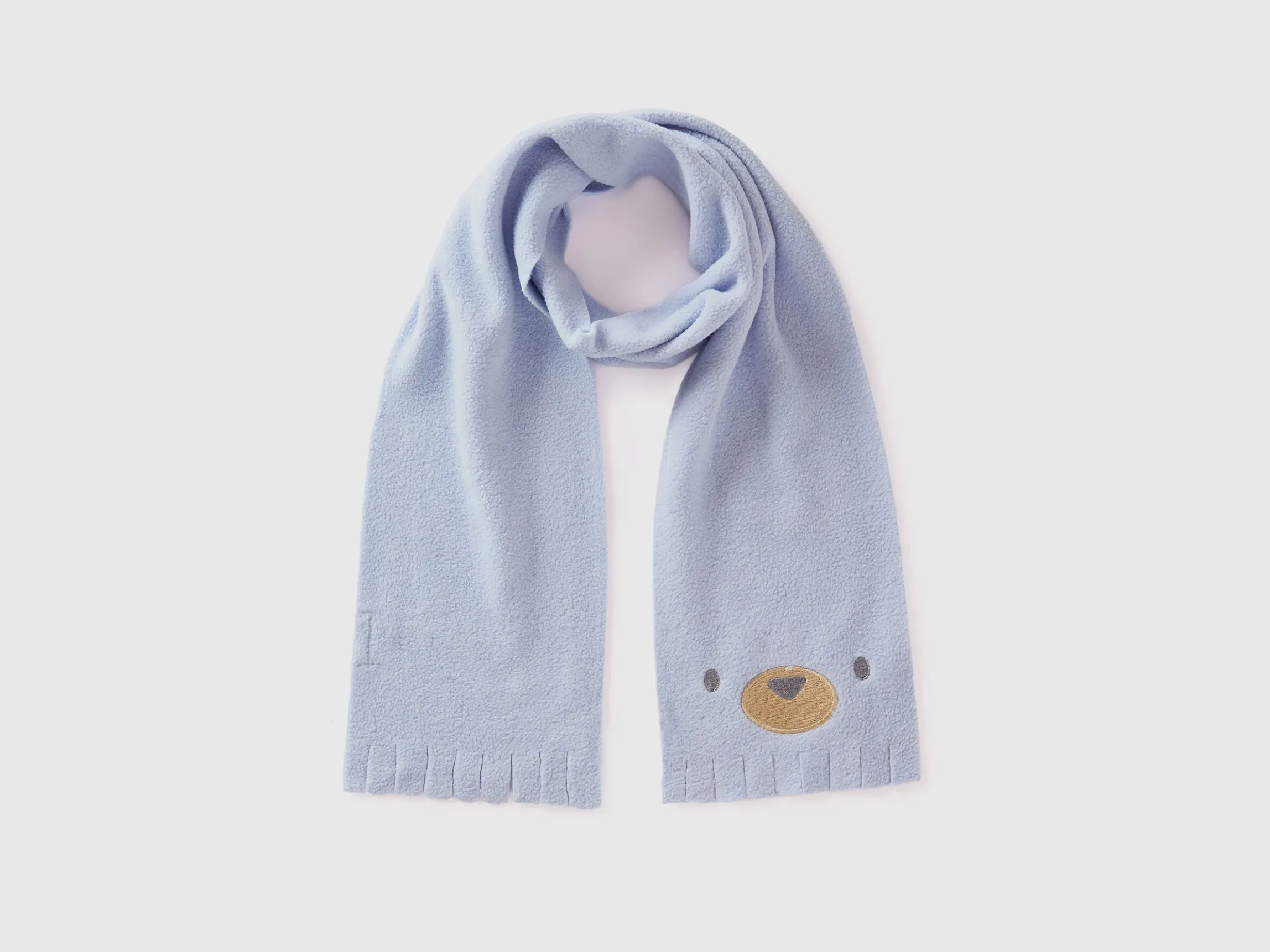Fleece scarf with animal embroidery