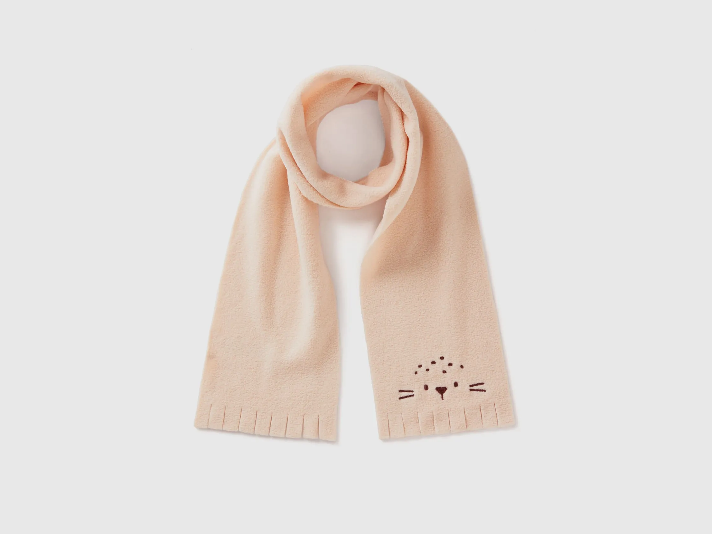 Fleece scarf with animal embroidery