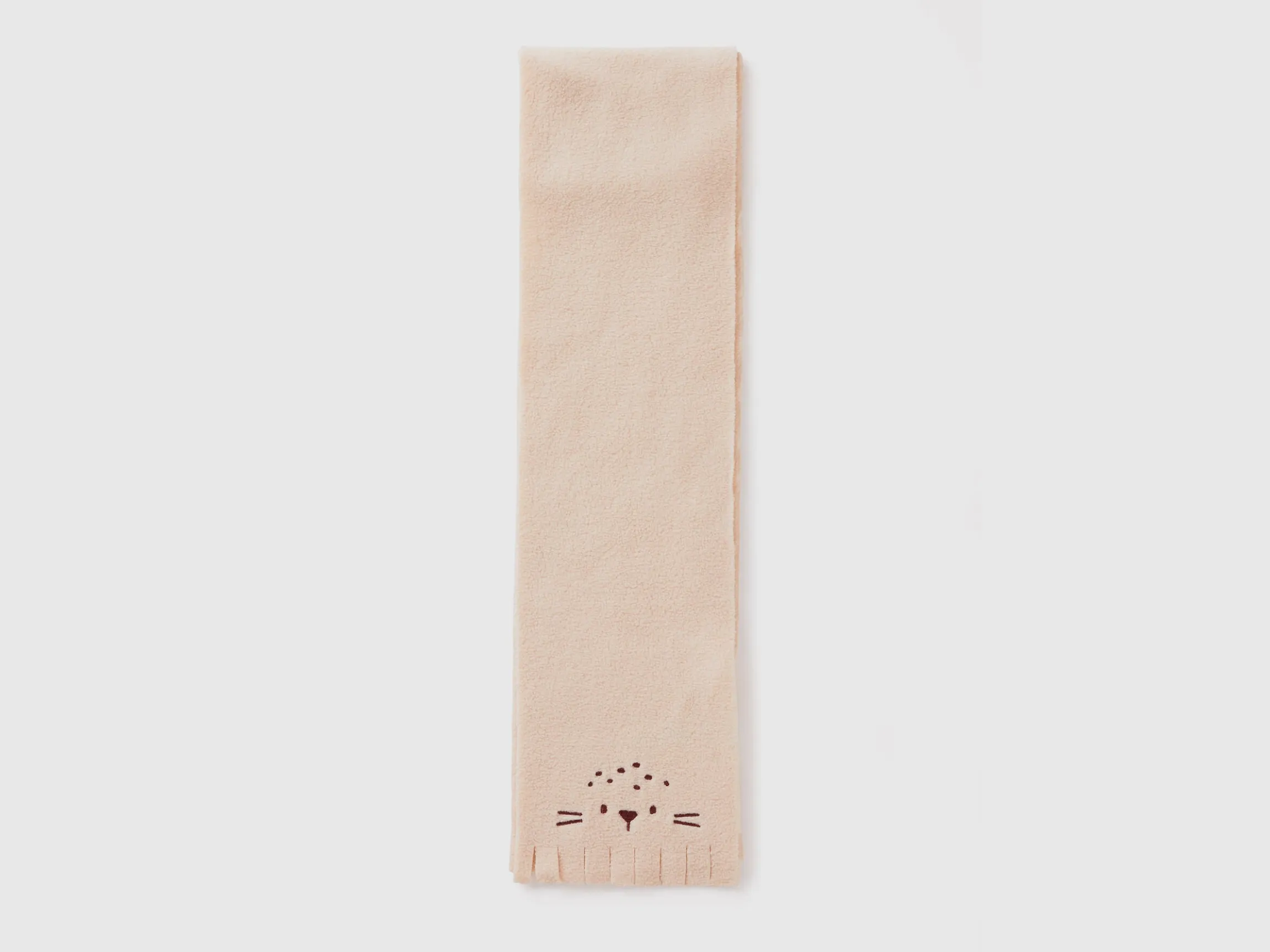 Fleece scarf with animal embroidery