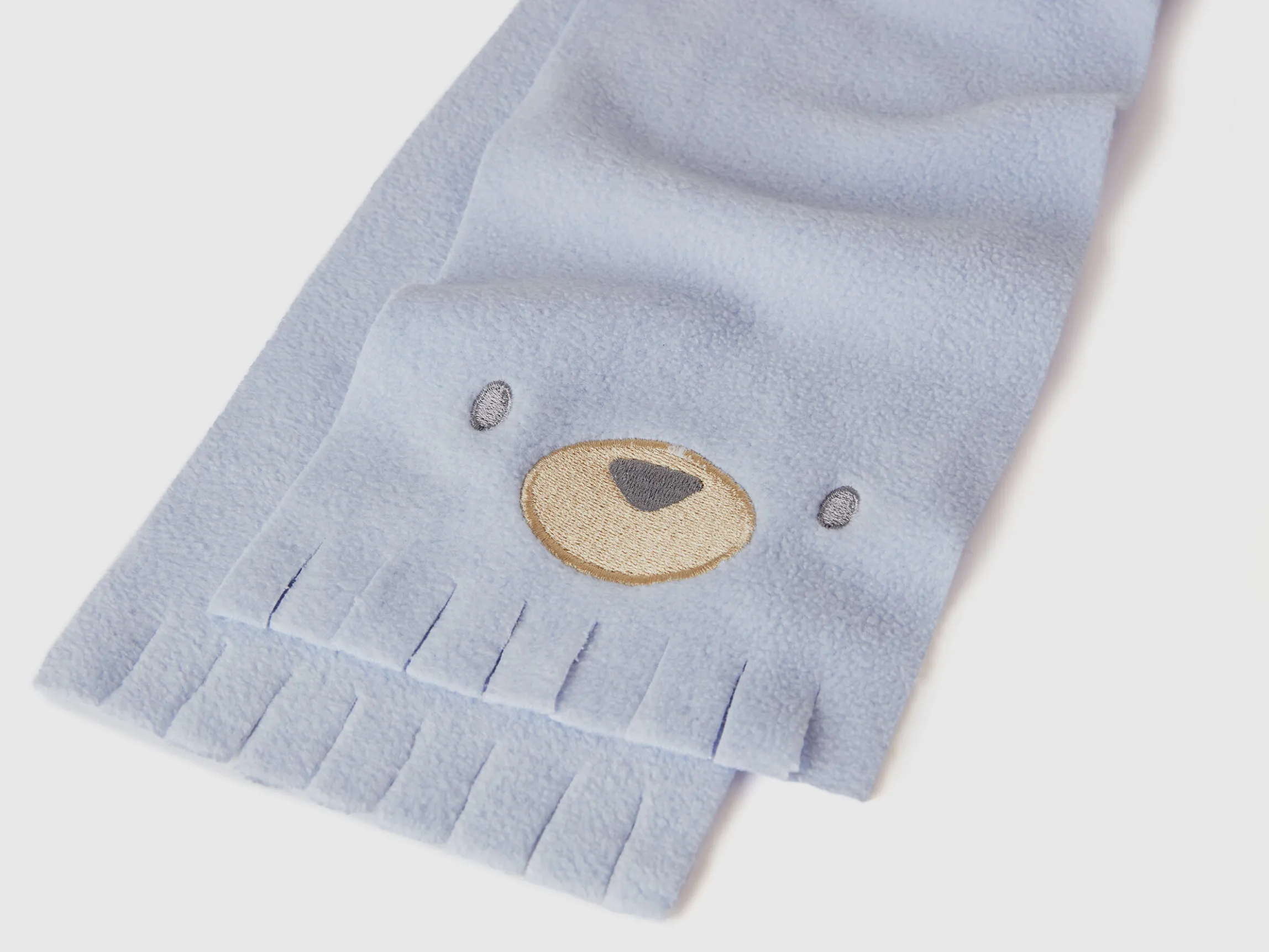 Fleece scarf with animal embroidery