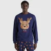 Fleece sweater with reindeer print