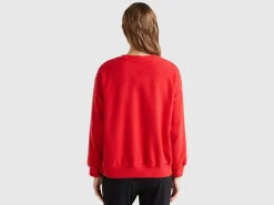Fleece sweater with reindeer print