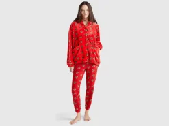 Fleece trousers with reindeer print