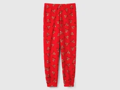 Fleece trousers with reindeer print