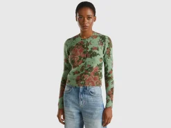 Floral cardigan in recycled yarn