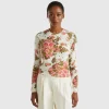 Floral cardigan in recycled yarn